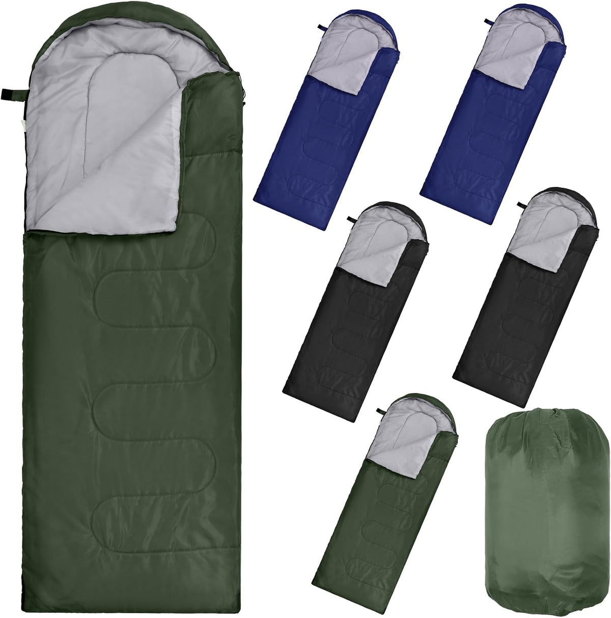 6-Pack Lightweight 4-Season Envelope Sleeping Bags