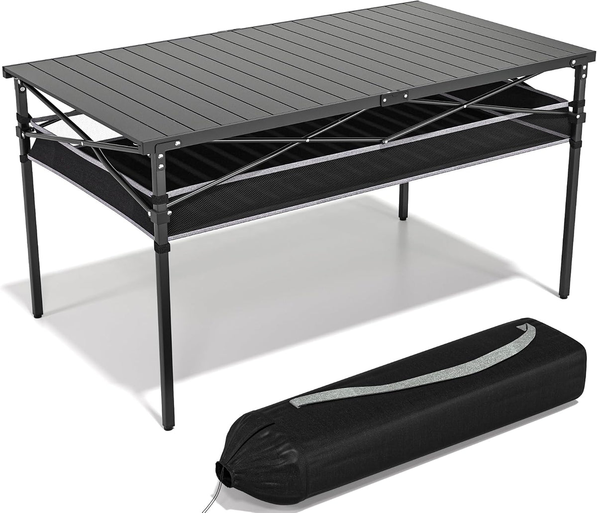 Lightweight Aluminum Camping Table with Storage
