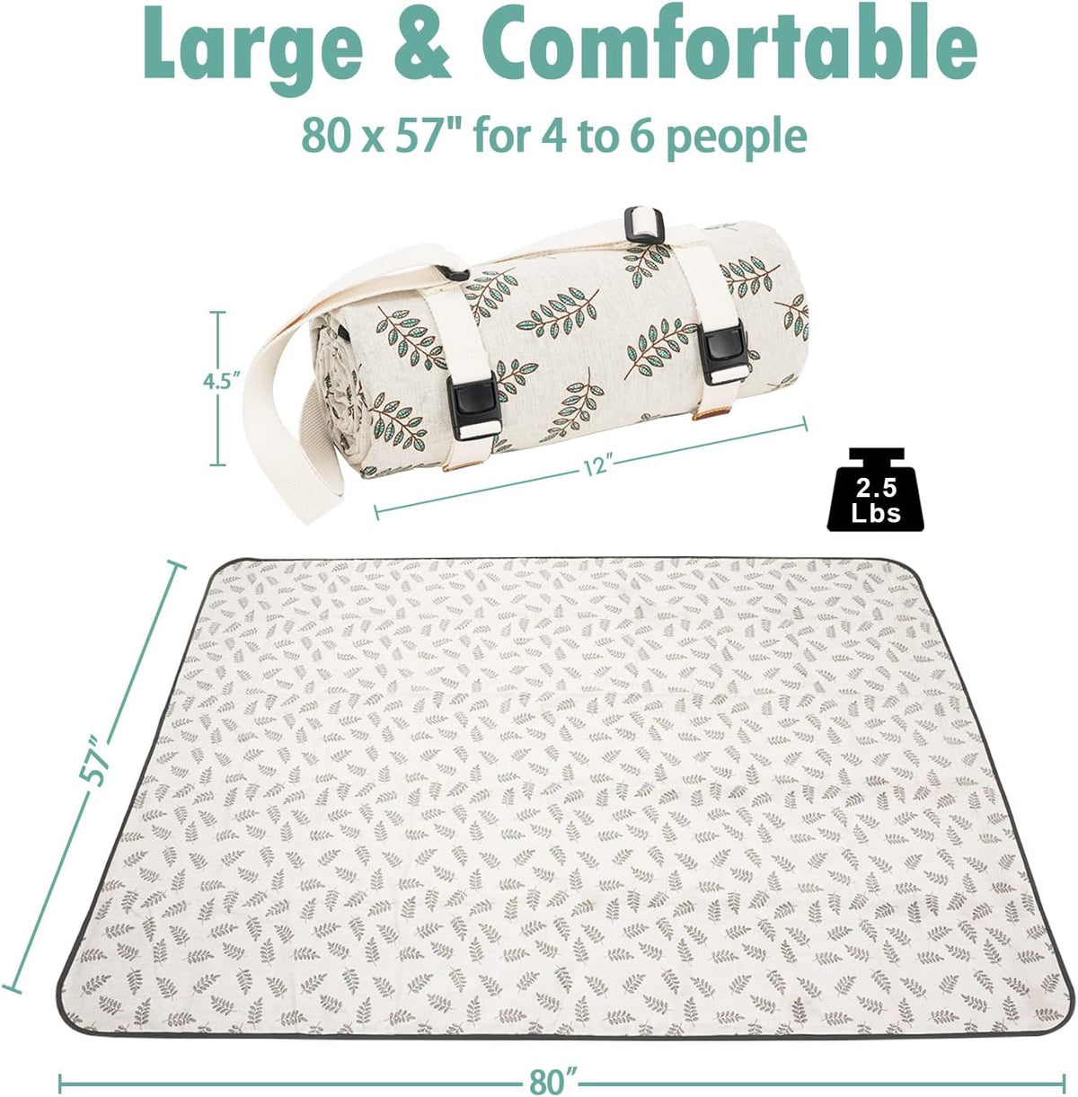 Sand-Free Waterproof Beach Mat with Shoulder Strap