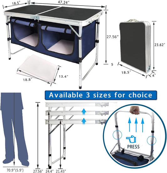 Aluminum Camping Table with Storage Compartment
