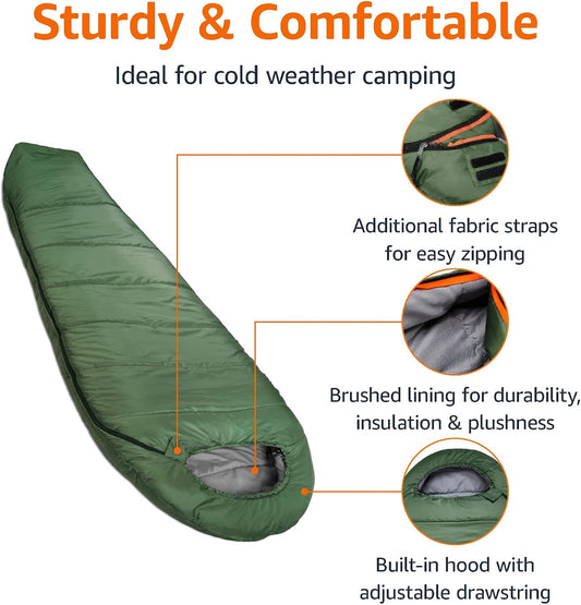 Olive Green Mummy Cold Weather Sleeping Bag