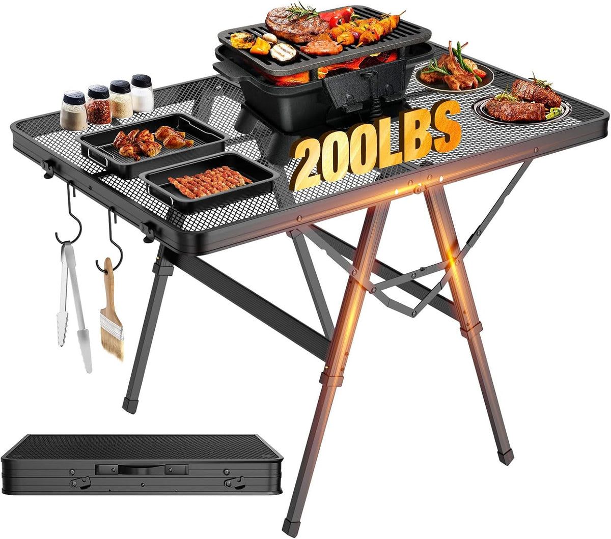 3ft Adjustable Folding Grill Camping Table