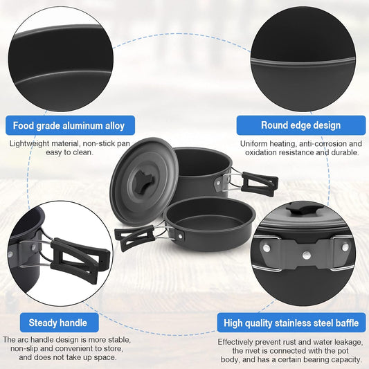 12-Piece Portable Aluminum Camping Cookware Set