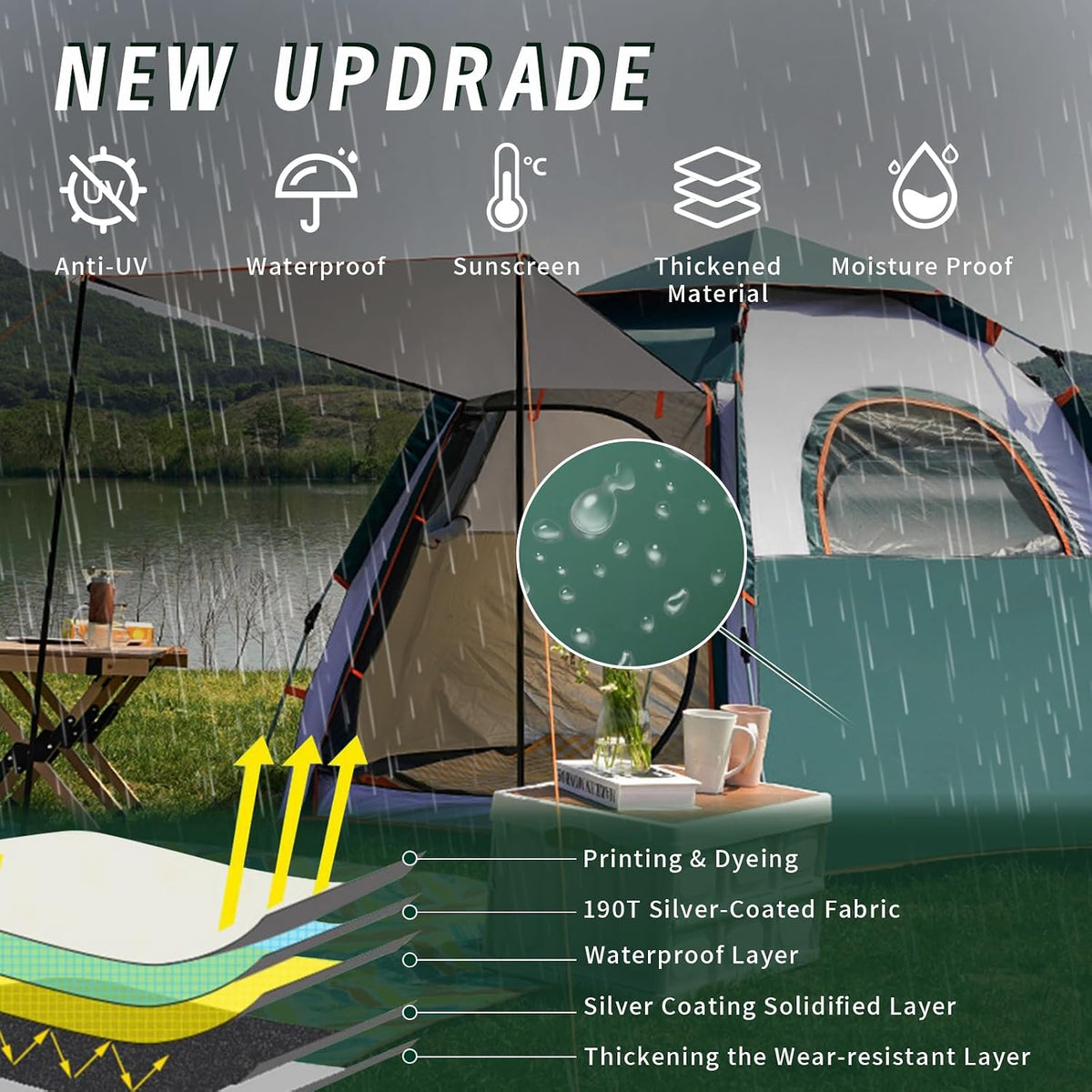 87x73x40 Instant Setup Camping Tent for 4-8