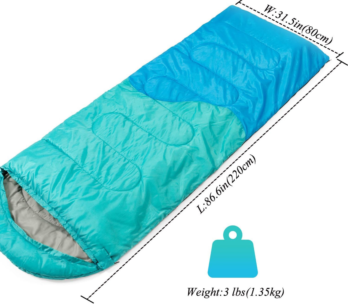 3-Season Lightweight Sleeping Bag with Compression Sack