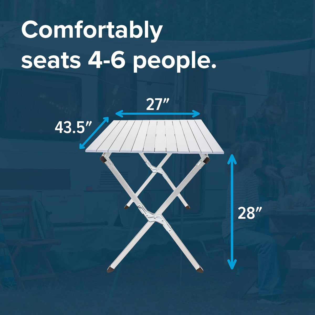 Aluminum Roll-Up Camping Table with Carrying Bag