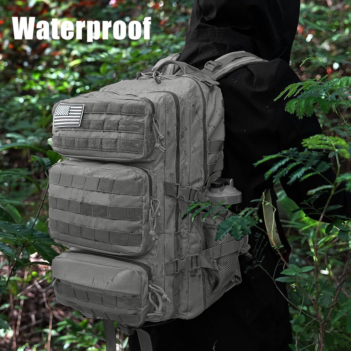 Military Tactical Backpack 50L Large Day Backpack for Men Army 3 Days Assault Pack Bug Out Bag Water Resistant and Heavy Duty Hiking Treeking Rucksack - Grey