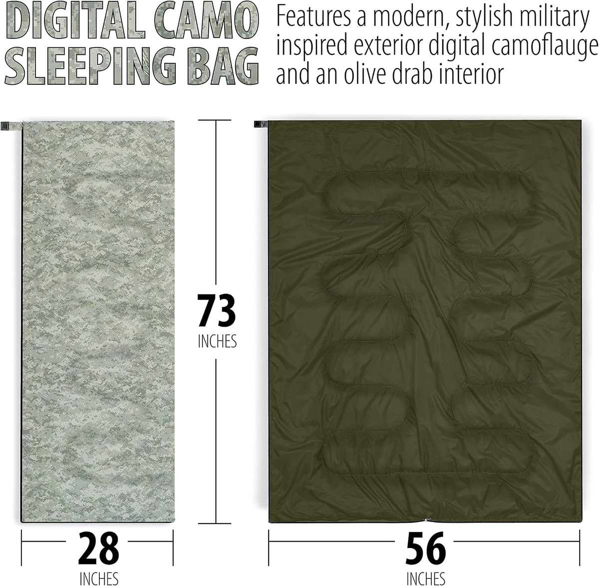 Compact Olive Drab Sleeping Bag 28x73