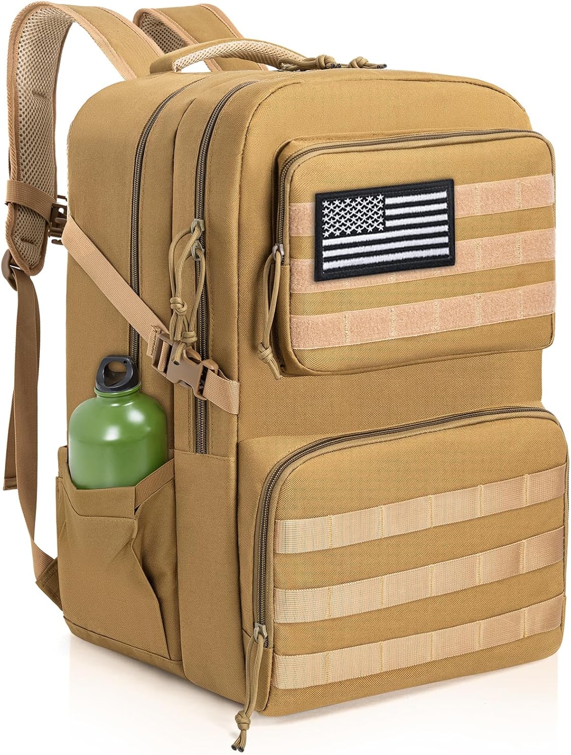 45L Tactical Backpack for Men, Water-resistant Military Assault Backpack Bag for Hunting Camping Travel (Khaki)