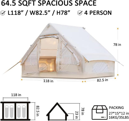 Inflatable Glamping Tent with Pump for 4-6