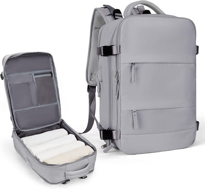 Travel Backpack For Women Men,Carry On Backpack,Hiking Backpack Waterproof Outdoor Sports Rucksack Casual Daypack Travel Essentials(Grey)