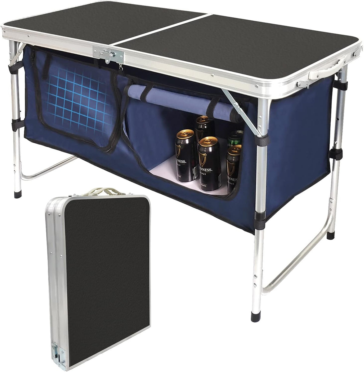 Aluminum Camping Table with Storage Compartment