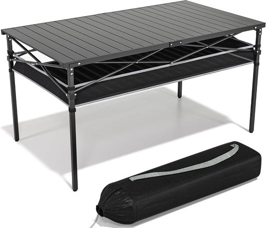Lightweight Aluminum Camping Table with Storage