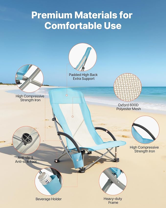 High Back Folding Mesh Camping Chair
