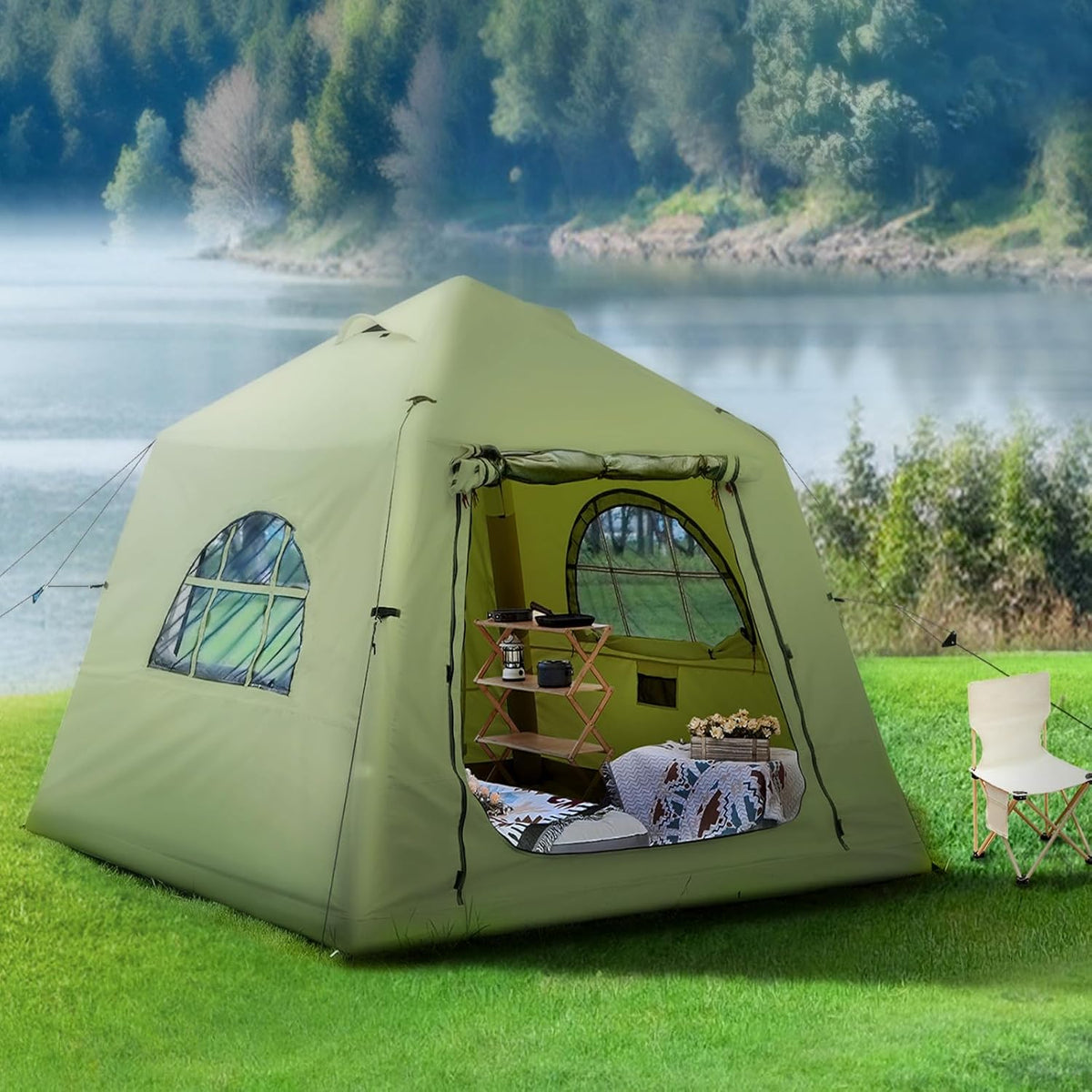 Upgraded Large Waterproof Inflatable Camping Tent