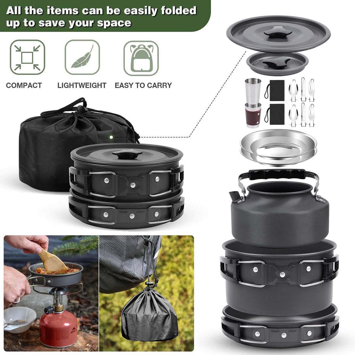 14-Piece Foldable Outdoor Cookware Set