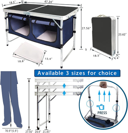 Aluminum Camping Table with Storage Compartment