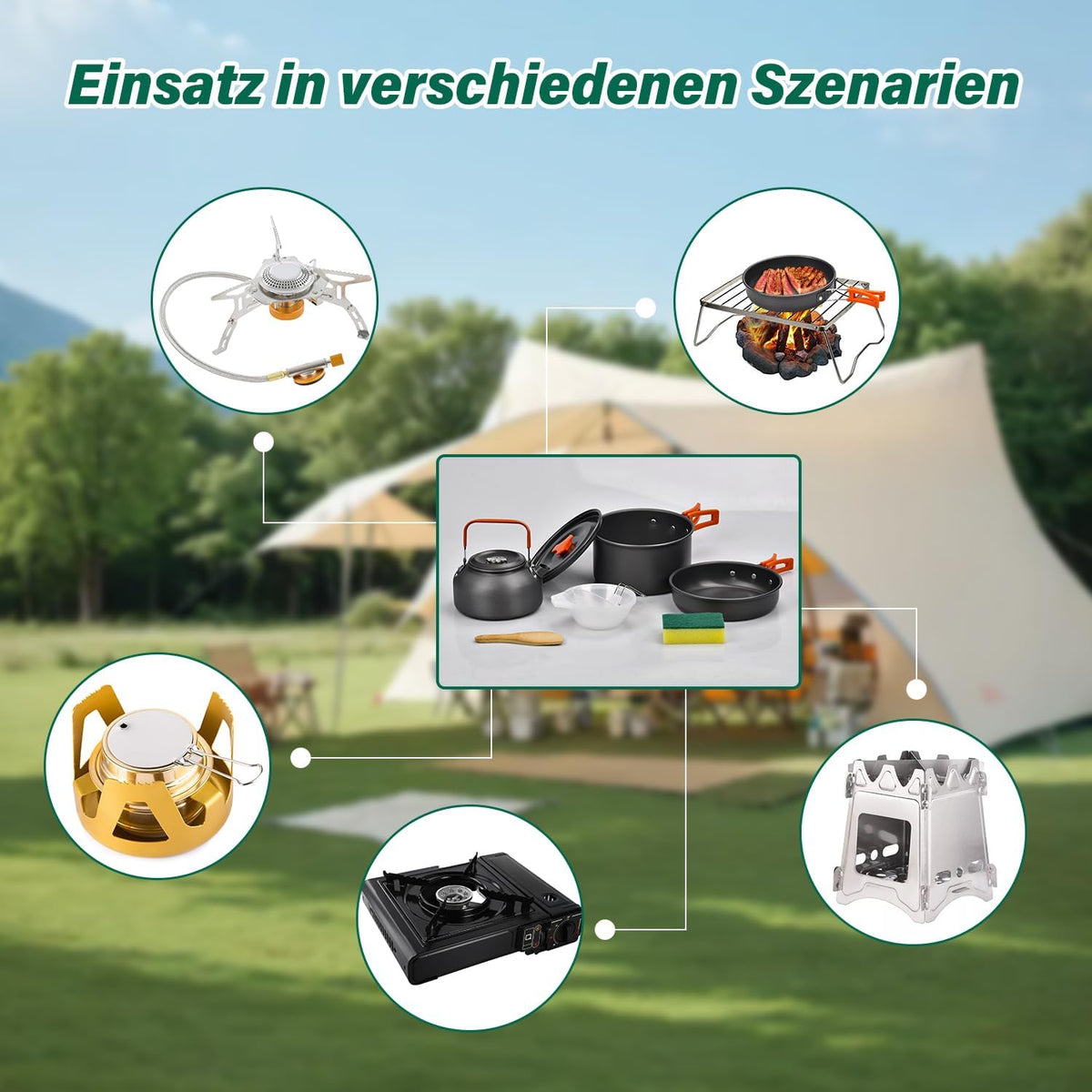 13-Piece Foldable Outdoor Cookware Set