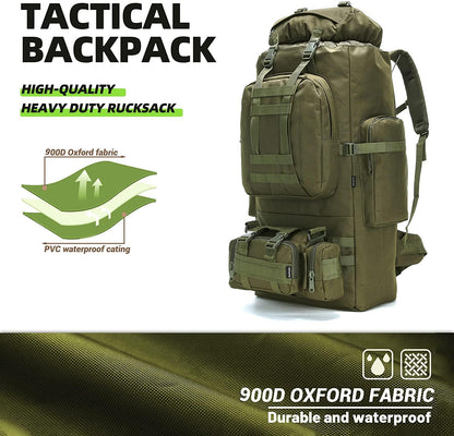 100L Camping Hiking Backpack, military Tactical rucksack backpack,Waterproof Lightweight Hiking Backpack (Army Green)