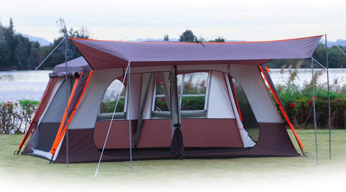 12-Person Extra Large Cabin Tent with Awning