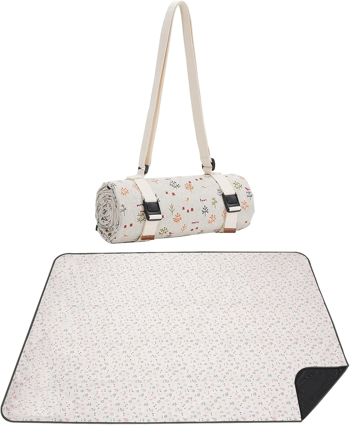 57x79 Washable Polyester Picnic Blanket with Strap