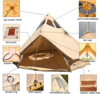 4-Season Waterproof Cotton Canvas Bell Tent