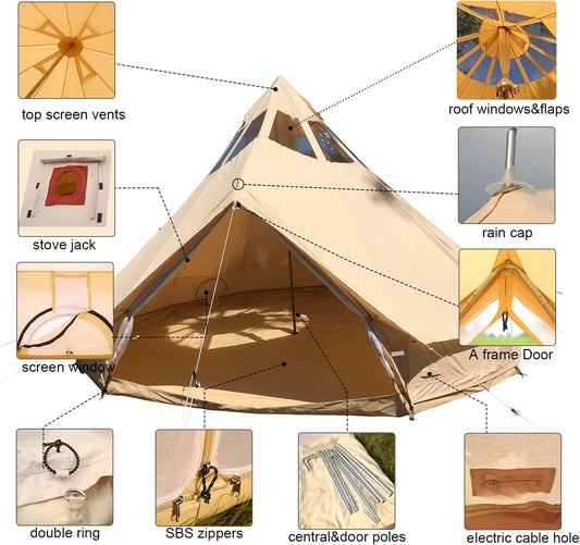 4-Season Waterproof Cotton Canvas Bell Tent