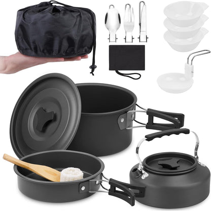 12-Piece Portable Aluminum Camping Cookware Set