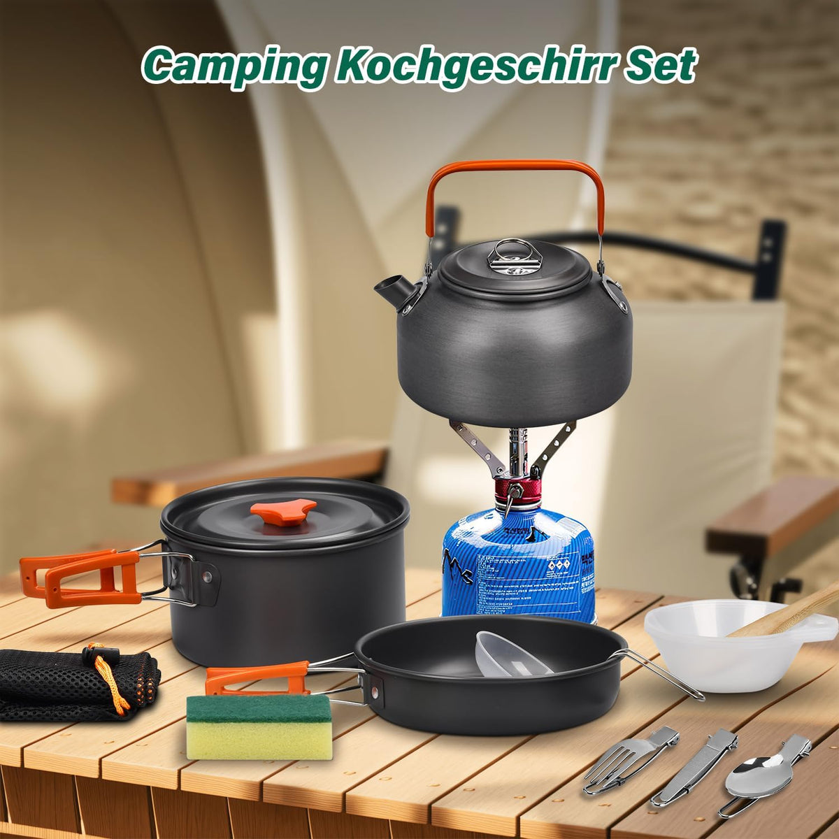 13-Piece Foldable Outdoor Cookware Set