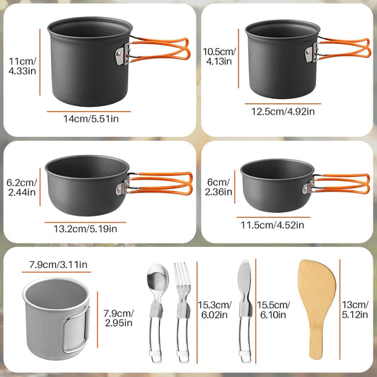 15-Piece Camping Cookware Set with Storage Bag