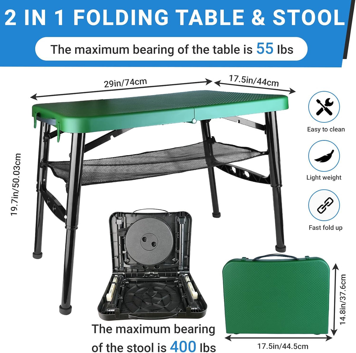 Portable Folding Camping Table and Stool Set