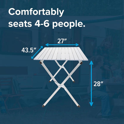 Aluminum Roll-Up Camping Table with Carrying Bag