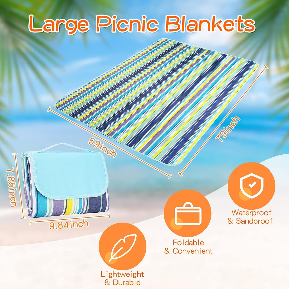 6-Pack Outdoor Foldable Waterproof Picnic Blankets