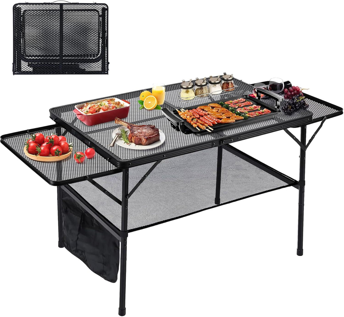 4.4ft Adjustable Folding Grill Camping Table