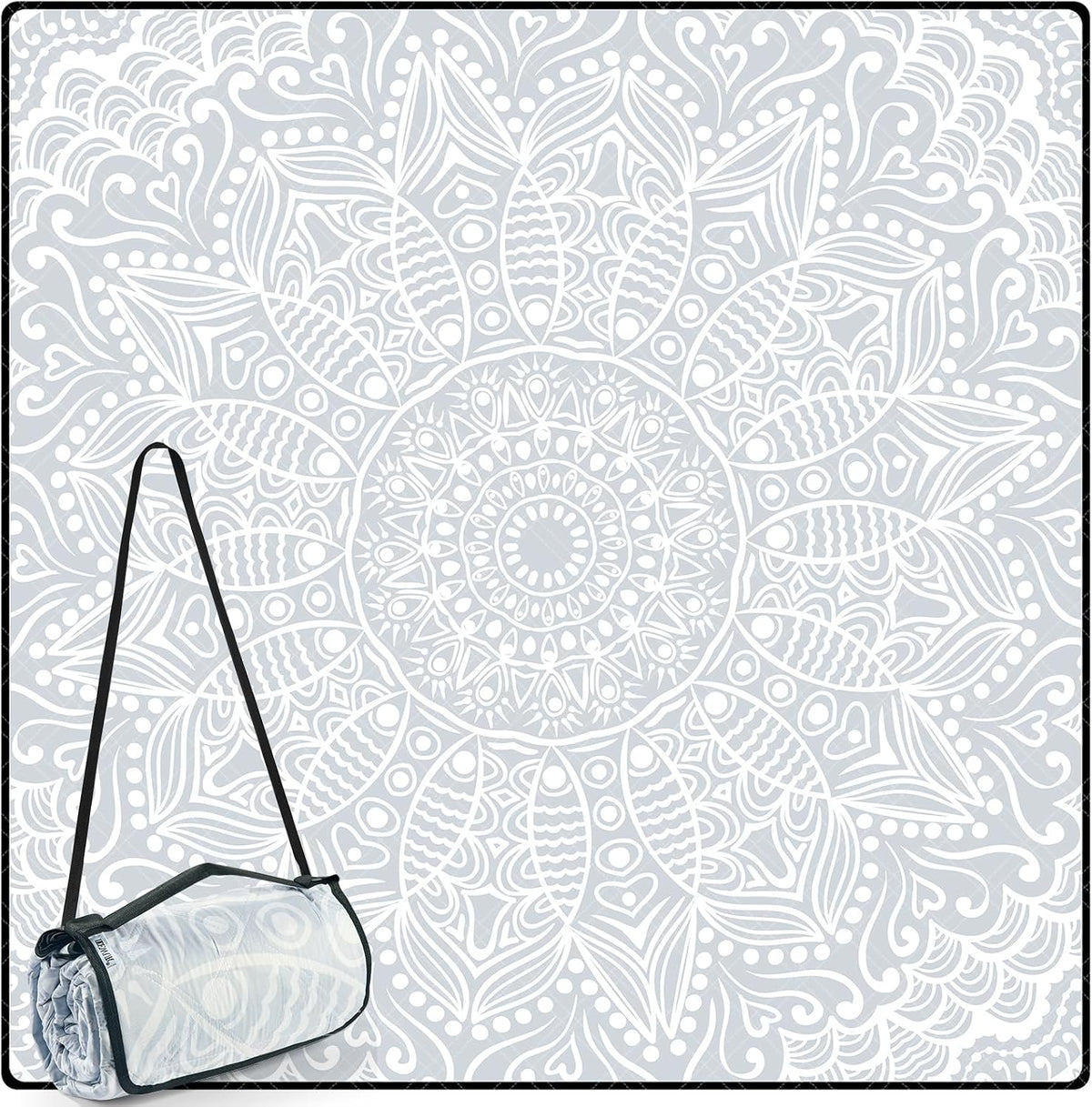 Gray Floral 80x80 Waterproof Picnic Blanket