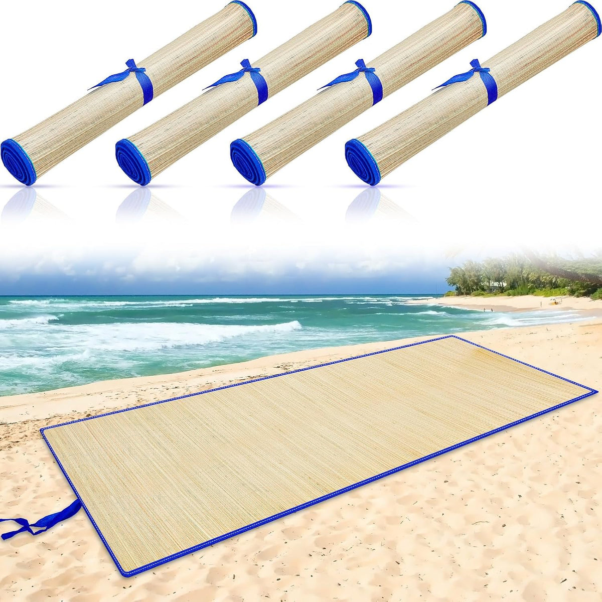 4-Pack Foldable Straw Waterproof Picnic Mat