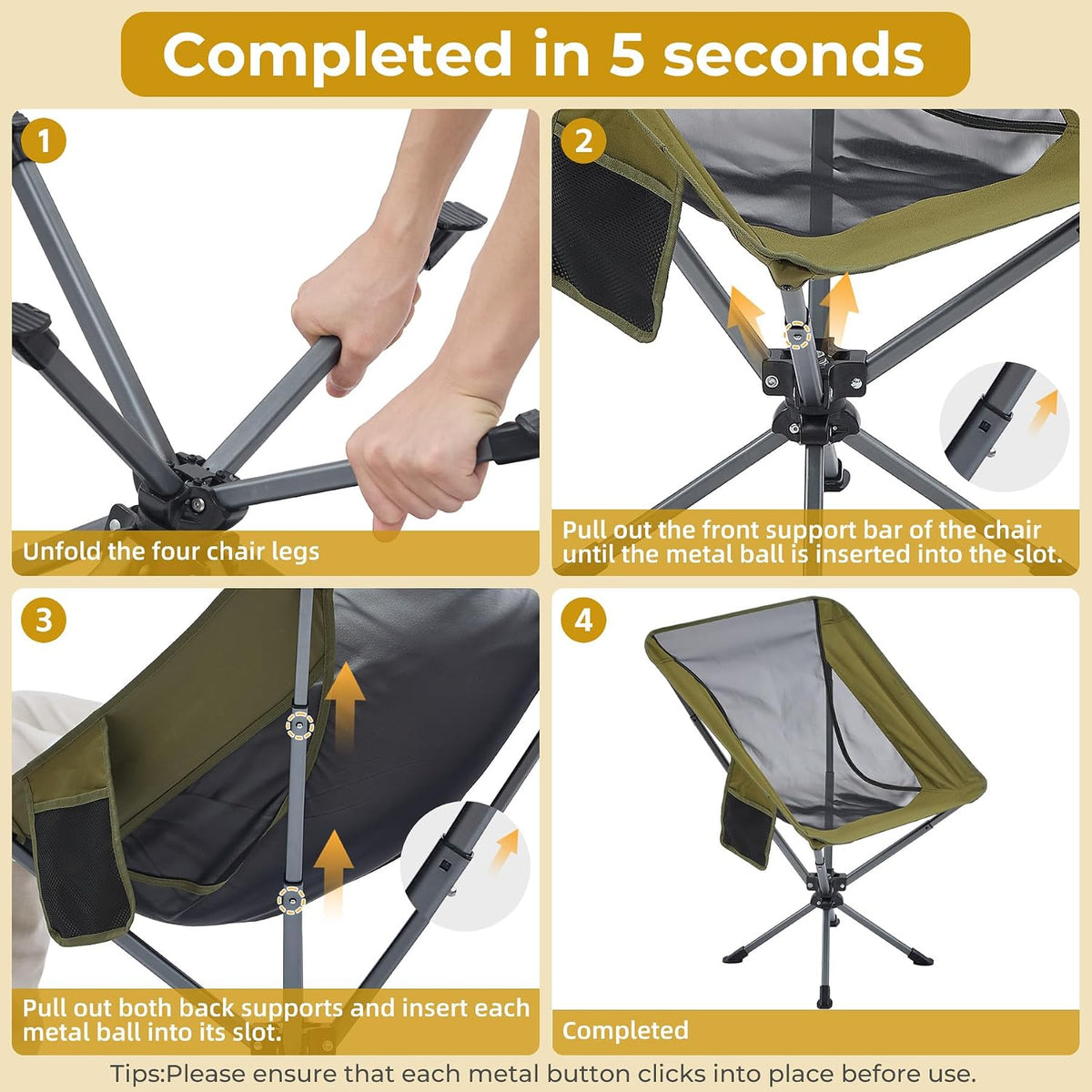 360 Degree Swivel Folding Camping Chair