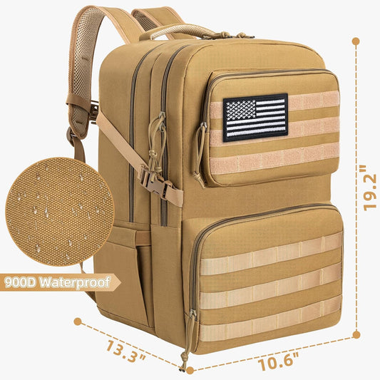 45L Tactical Backpack for Men, Water-resistant Military  Assault Backpack Bag for Hunting Camping Travel (Khaki)