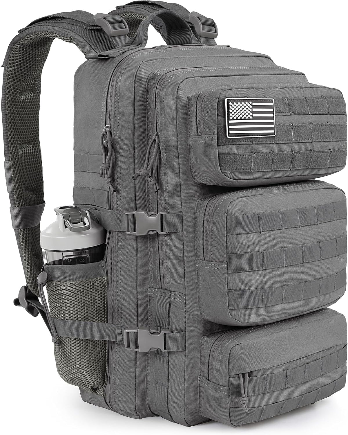 Military Tactical Backpack 50L Large Day Backpack for Men  Army 3 Days Assault Pack Bug Out Bag Water Resistant and Heavy Duty Hiking Treeking Rucksack - Grey