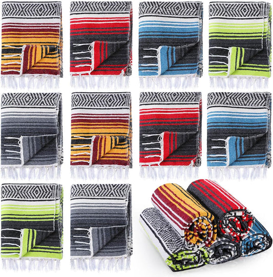 10-Pack Colorful Mexican Striped Picnic Blanket