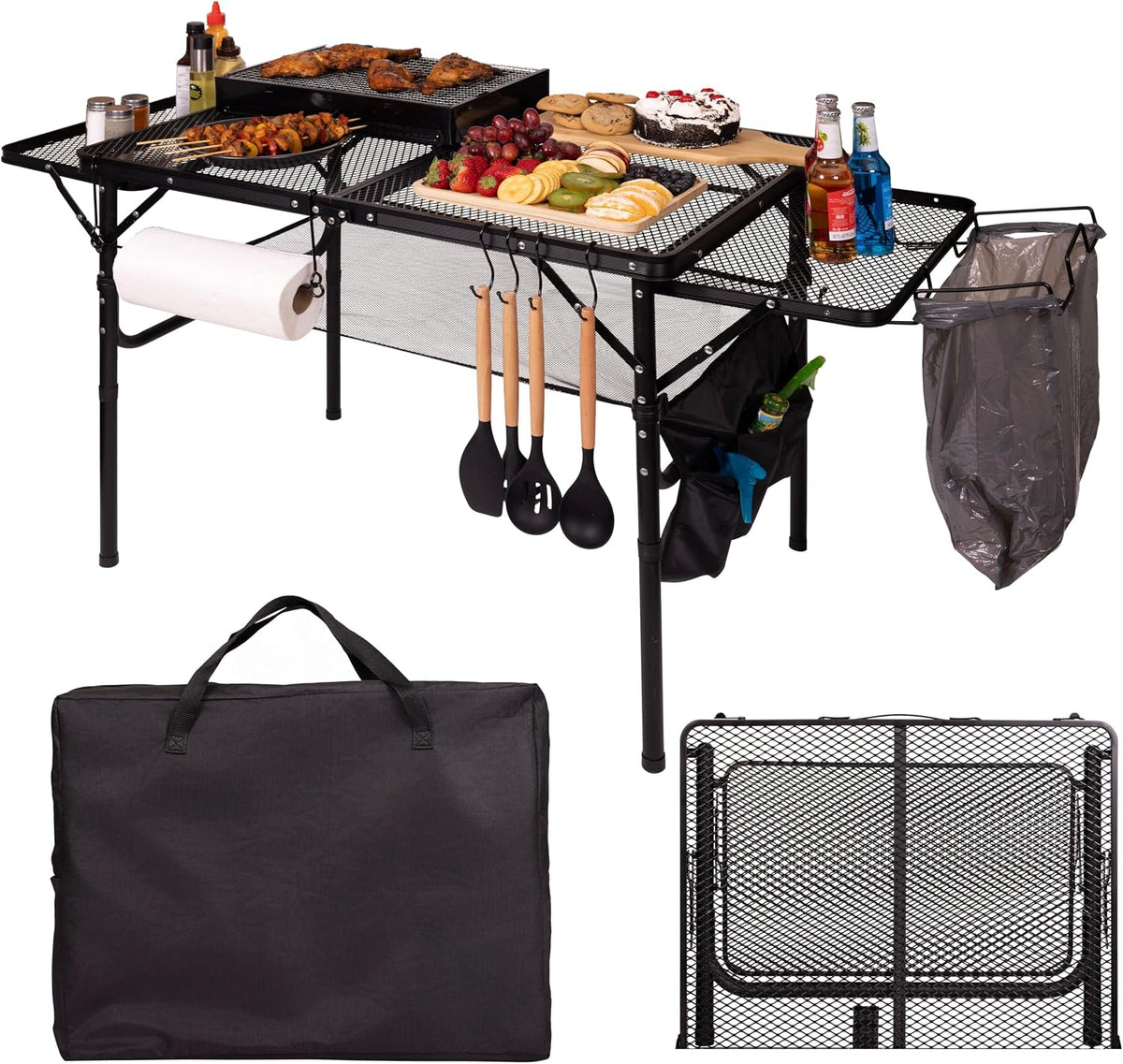3x2ft Folding Camping Table with Accessories